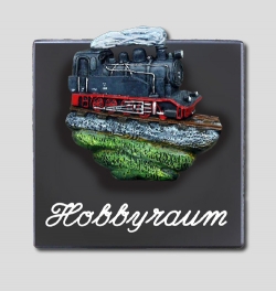 T�rschild aus Keramik - Hobbyraum