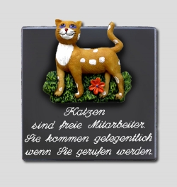 Keramikschild fr die Tr mit Spruch - Katzen sind ...