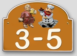 Artelith-Hausnummernschild bis 3-stellig - ocker