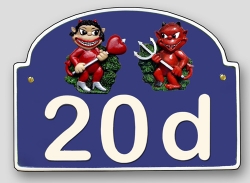 Artelith-Hausnummernschild bis 3-stellig - blau