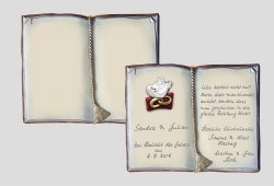 Schild aus Artelith im Buch-Design als Geschenk zur Hochzeit