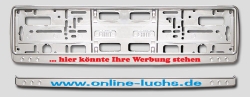 Kennzeichenverstrker in Chrom-Optik beschriftet