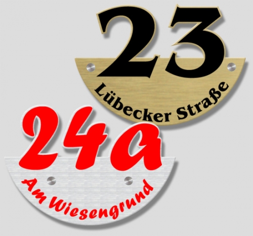 Dibond-Hausnummer mit Strassenname oder eigenem Namen