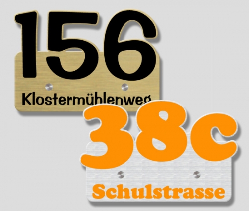 Dibond-Hausnummer mit individuellem Wunschtext