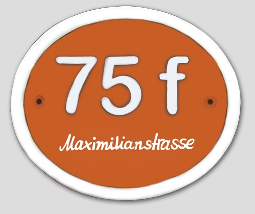 Keramik-Hausnummer bis 3-stellig und Strassenname - terra cotta