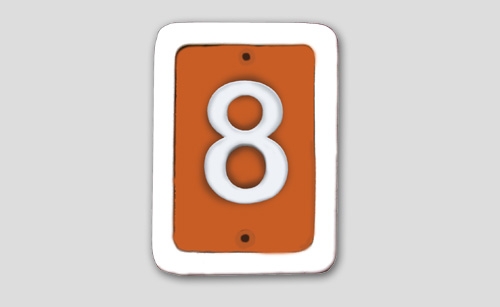 Keramik-Hausnummer 1-stellig - terra cotta