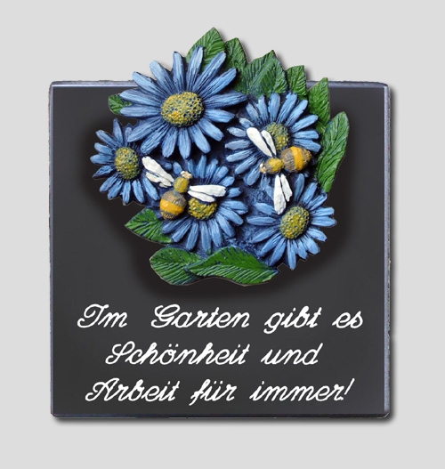 Keramik-T�rschild mit Spruch - Im Garten gibt es ...