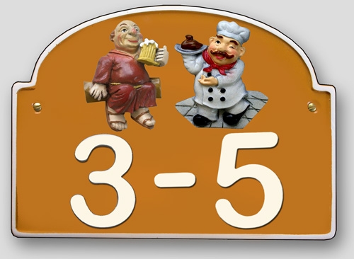 Artelith-Hausnummernschild bis 3-stellig - ocker