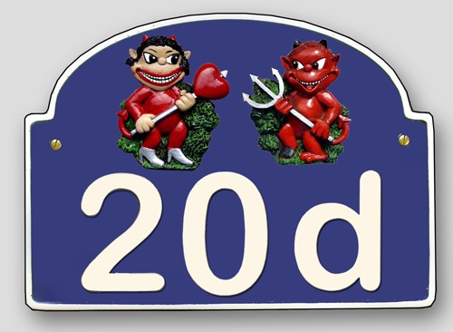 Artelith-Hausnummernschild bis 3-stellig - blau