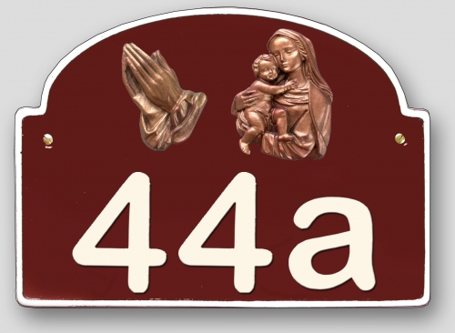 Artelith-Hausnummernschild bis 3-stellig - rot