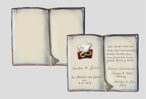 Schild aus Artelith im Buch-Design als Geschenk zur Hochzeit