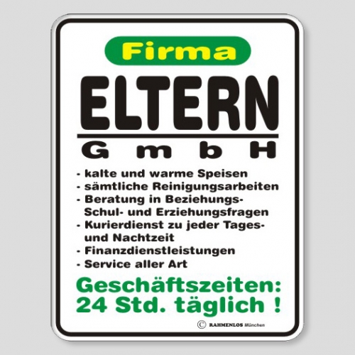 Fun Schild - Firma ELTERN GmbH