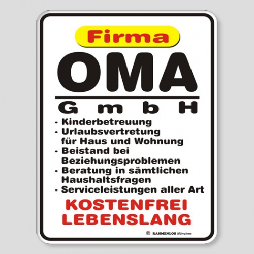 Fun Schild - Firma OMA GmbH