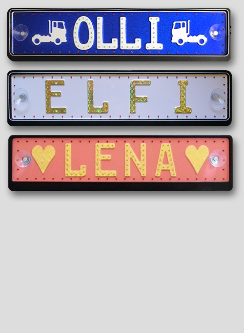 LED - Schild mit 4 Zeichen mit beleuchtetem Rand- LED Namensschilder für LKW  - Fahrer