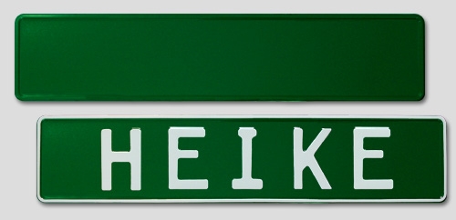 Individuell geprgtes LKW Namensschild - dunkelgrn