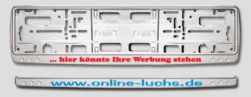 Kennzeichenverstrker in Chrom-Optik beschriftet