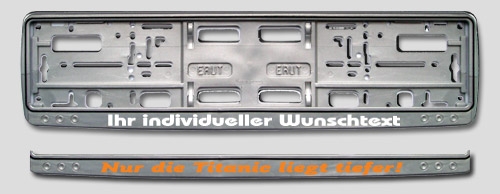 Kennzeichenverstrker in Silbergrau-Metallic-Optik beschriftet