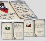 Artelithschild im Buch-Design als Geschenk zur Hochzeit