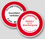 Rundes Verkehrsschild mit individuellem Wunschtext